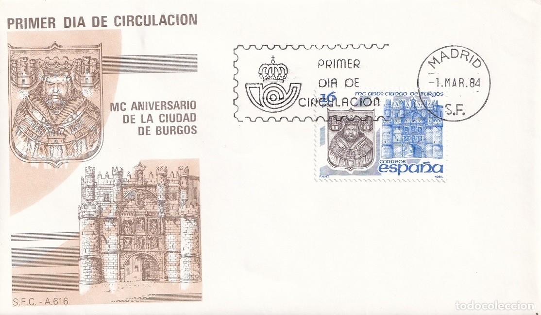 Sellos: SPD Madrid 1984 - MC Aniversario de la ciudad de Burgos - Primer d&iacute;a de circulaci&oacute;n FDC - Matasellos