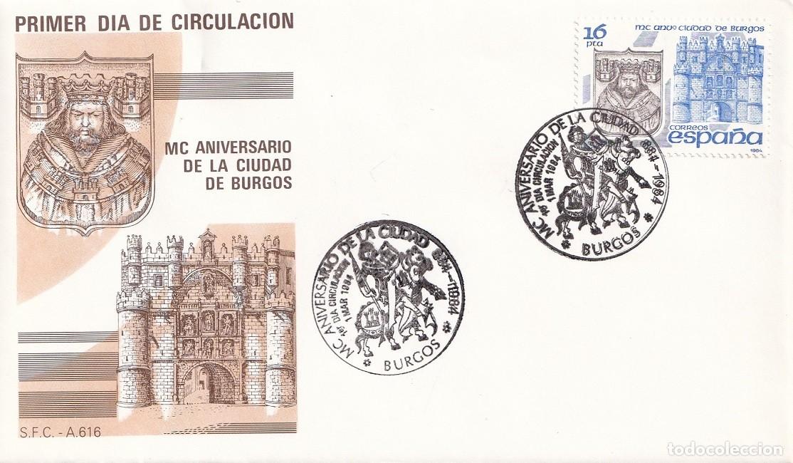 Sellos: SPD Burgos 1984 - MC Aniversario de la ciudad de Burgos - Primer d&iacute;a de circulaci&oacute;n FDC - Matasellos