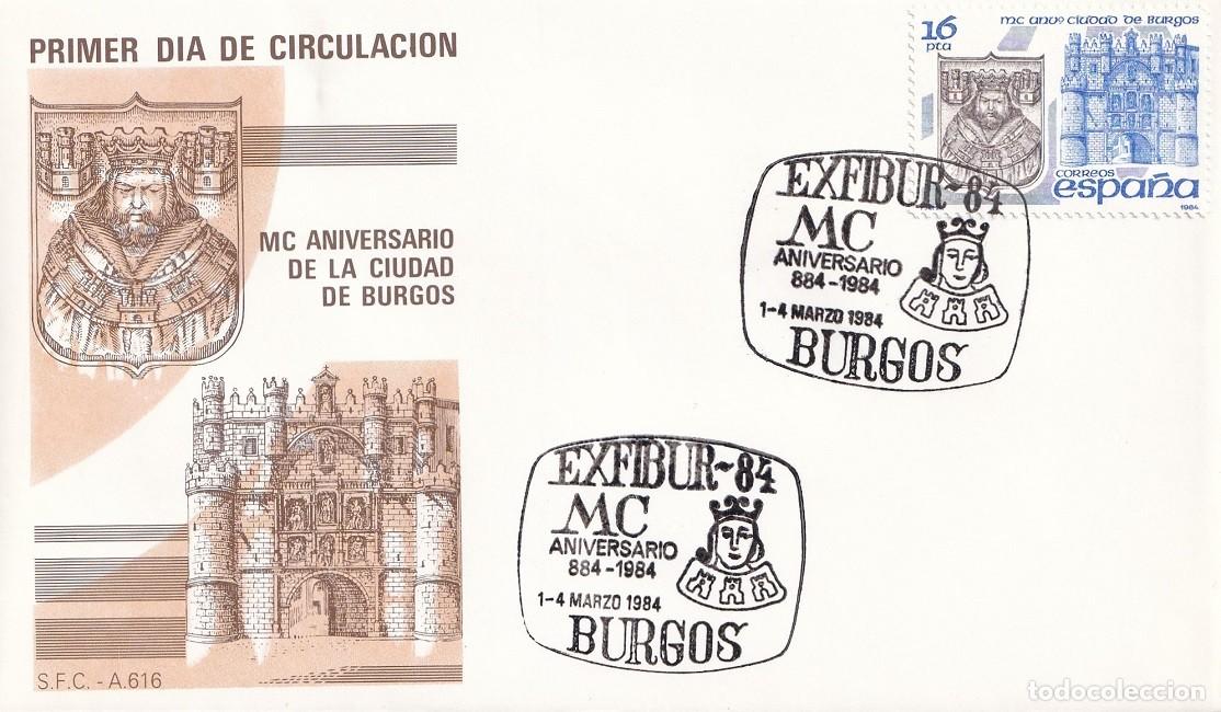Sellos: SPD Burgos 1984 - MC Aniversario de la ciudad de Burgos - Primer d&iacute;a de circulaci&oacute;n FDC - Exfibur 84