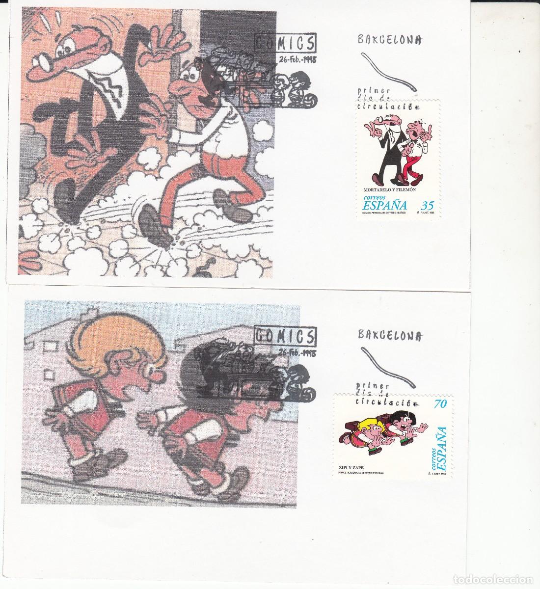 Sellos: 1998 MATASELLOS SPD COMICS PERSONAJES DE TEBEO NUMS. 3531 - 3532 EN TARJETAS