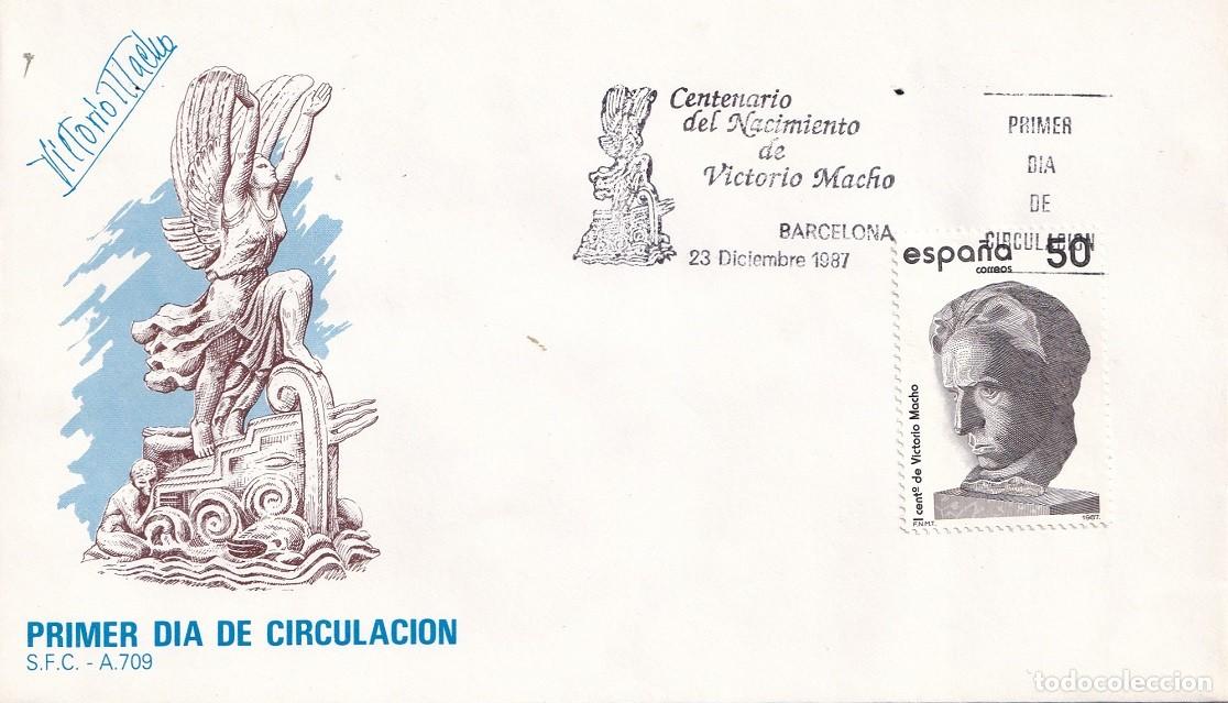 Sellos: SPD Barcelona 1987 - Centenario del nacimiento de Victorio Macho - Primer d&iacute;a de circulaci&oacute;n - FDC