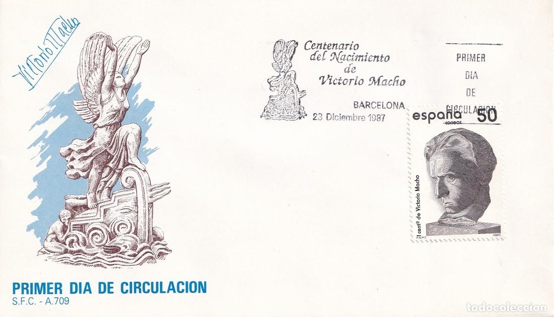 Sellos: SPD Barcelona 1987 - Centenario del nacimiento de Victorio Macho - Primer d&iacute;a de circulaci&oacute;n - FDC