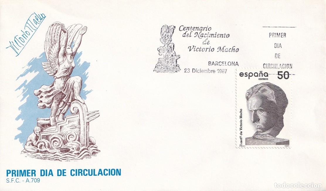 Sellos: SPD Barcelona 1987 - Centenario del nacimiento de Victorio Macho - Primer d&iacute;a de circulaci&oacute;n - FDC