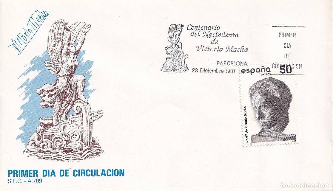 Sellos: SPD Barcelona 1987 - Centenario del nacimiento de Victorio Macho - Primer d&iacute;a de circulaci&oacute;n - FDC