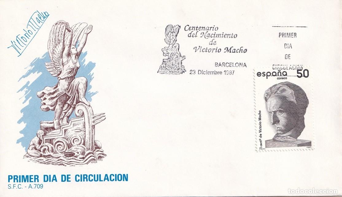 Sellos: SPD Barcelona 1987 - Centenario del nacimiento de Victorio Macho - Primer d&iacute;a de circulaci&oacute;n - FDC