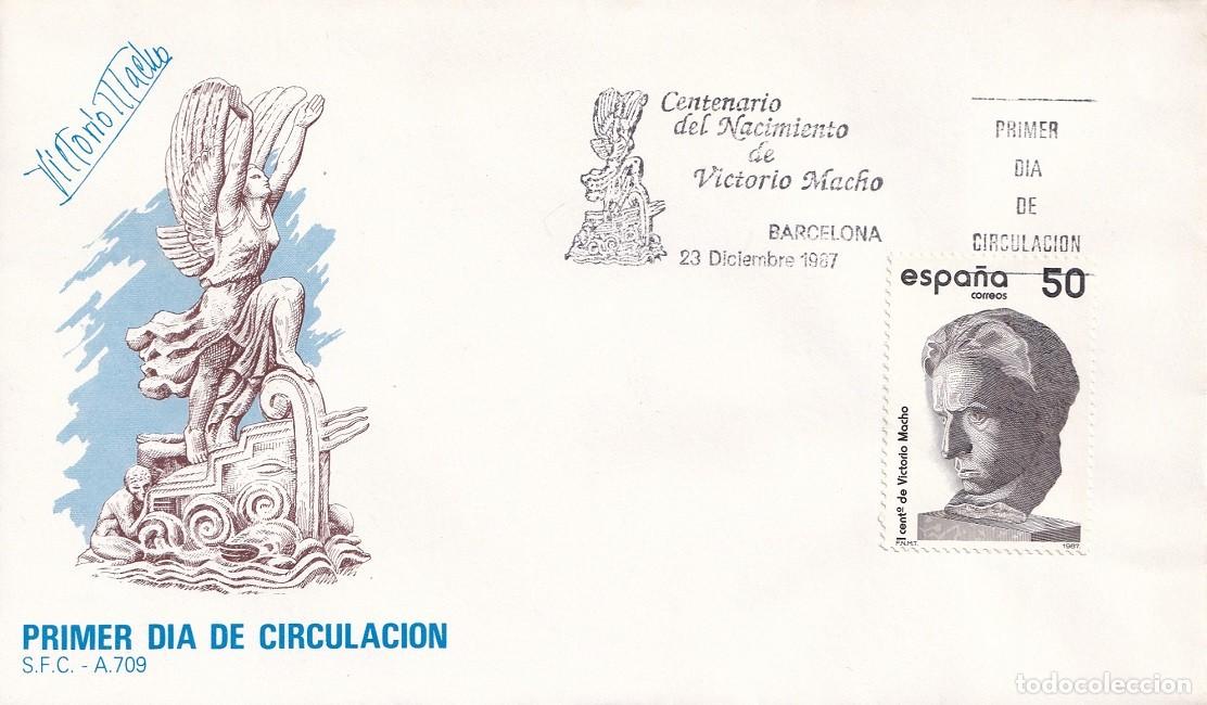 Sellos: SPD Barcelona 1987 - Centenario del nacimiento de Victorio Macho - Primer d&iacute;a de circulaci&oacute;n - FDC