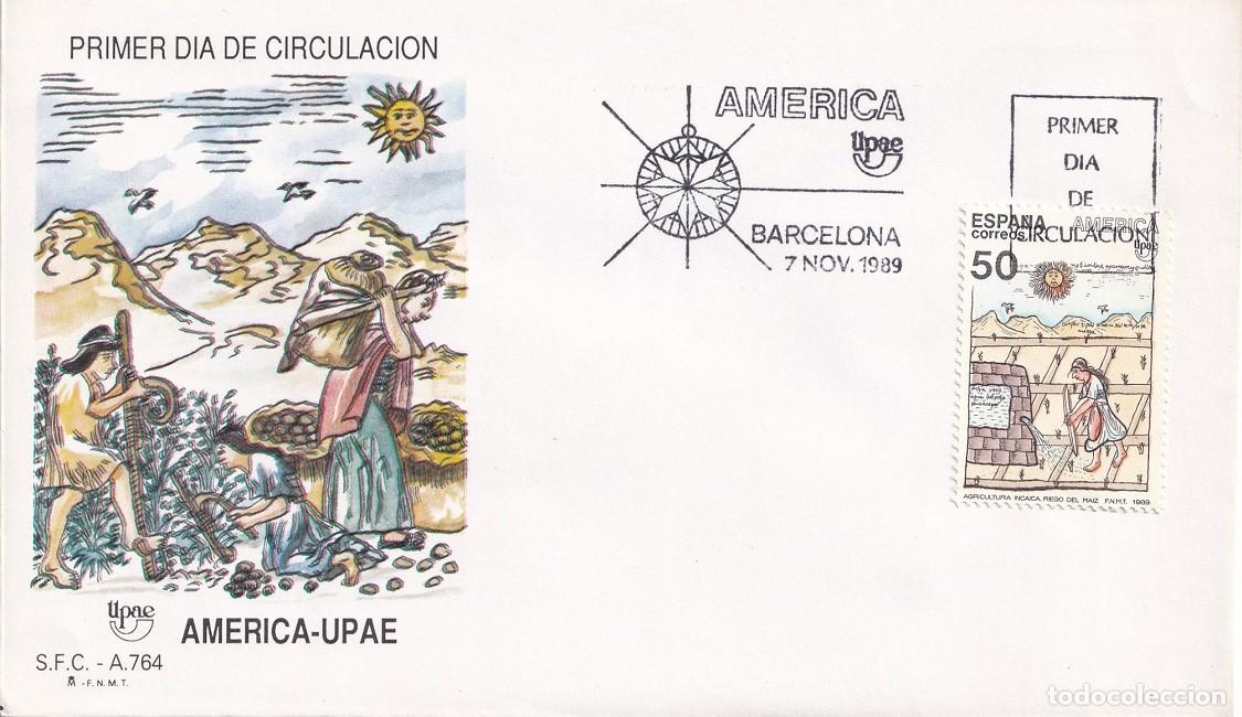 Sellos: SPD Barcelona 1989 - Am&eacute;rica-UPAE - Inca regando campos de arroz - Arte de los nativos americanos