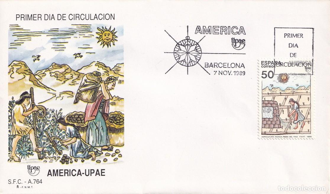 Sellos: SPD Barcelona 1989 - Am&eacute;rica-UPAE - Inca regando campos de arroz - Arte de los nativos americanos