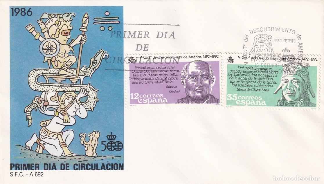 Sellos: SPD Barcelona 1986 - V Descubrimiento de Am&eacute;rica - S&eacute;neca - &Iacute;ndigena precolombino - Primer d&iacute;a circ.