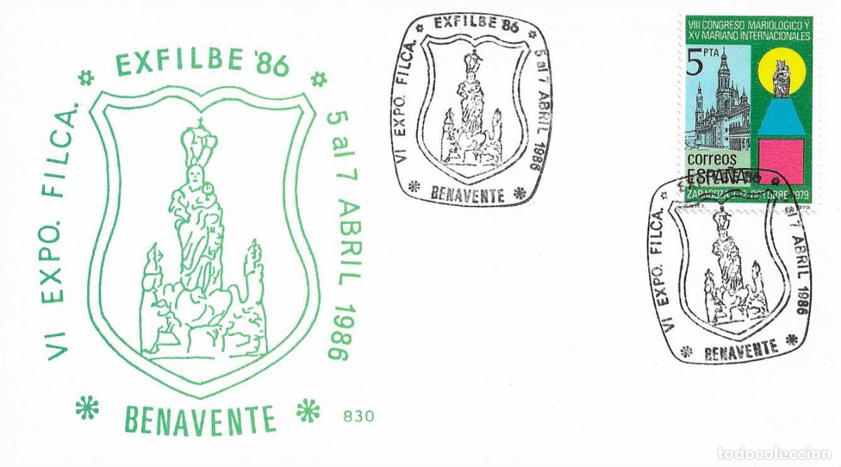 Sellos: VIRGEN DE LA VEGA VI EXPOSICION EXFILBE, BENAVENTE (ZAMORA) 1986 RARO MATASELLOS EN TARJETA RELIGION