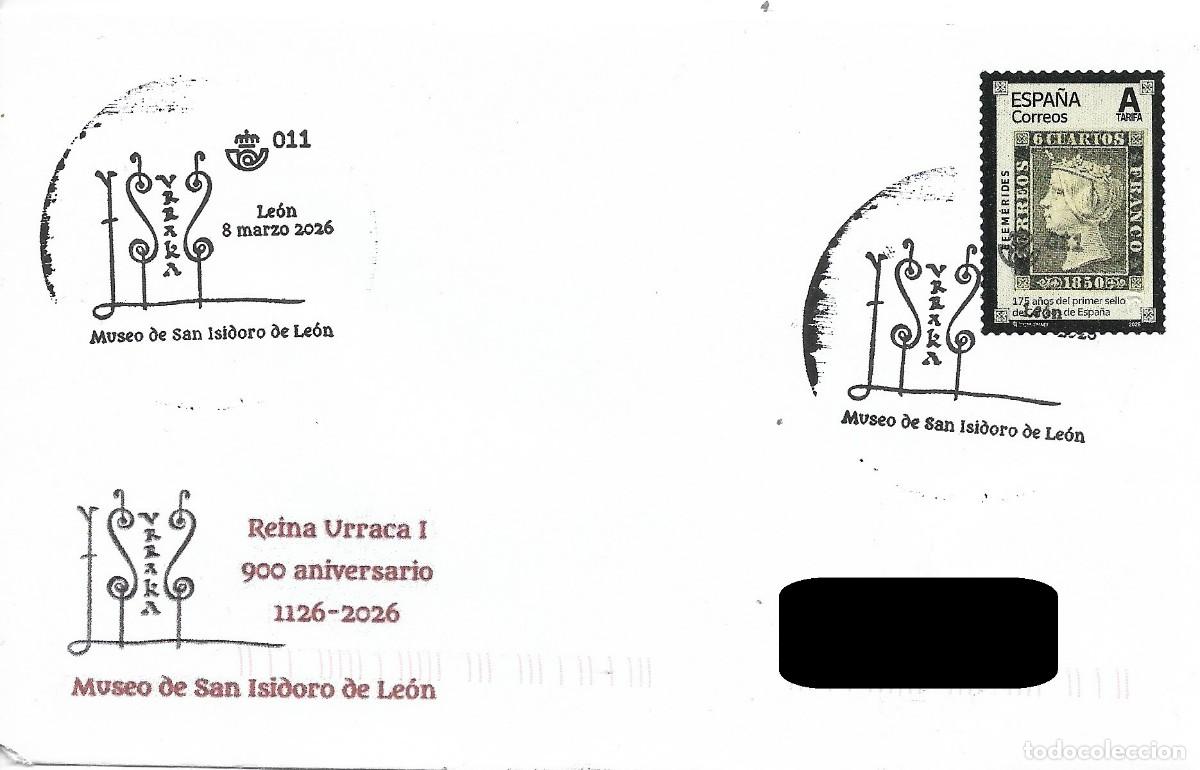 Sellos: ESPA&Ntilde;A. MATASELLOS ESPECIAL. 900 ANIVERSARIO DE LA REINA URRACA I. LEON. 2026