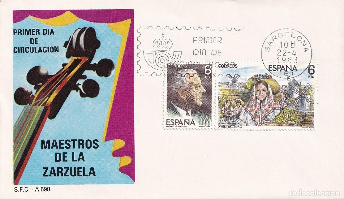 Sellos: SPD Barcelona 1983 - Maestros de la Zarzuela - Jacinto Guerrero - La Rosa del Azafr&aacute;n - Primer d&iacute;a