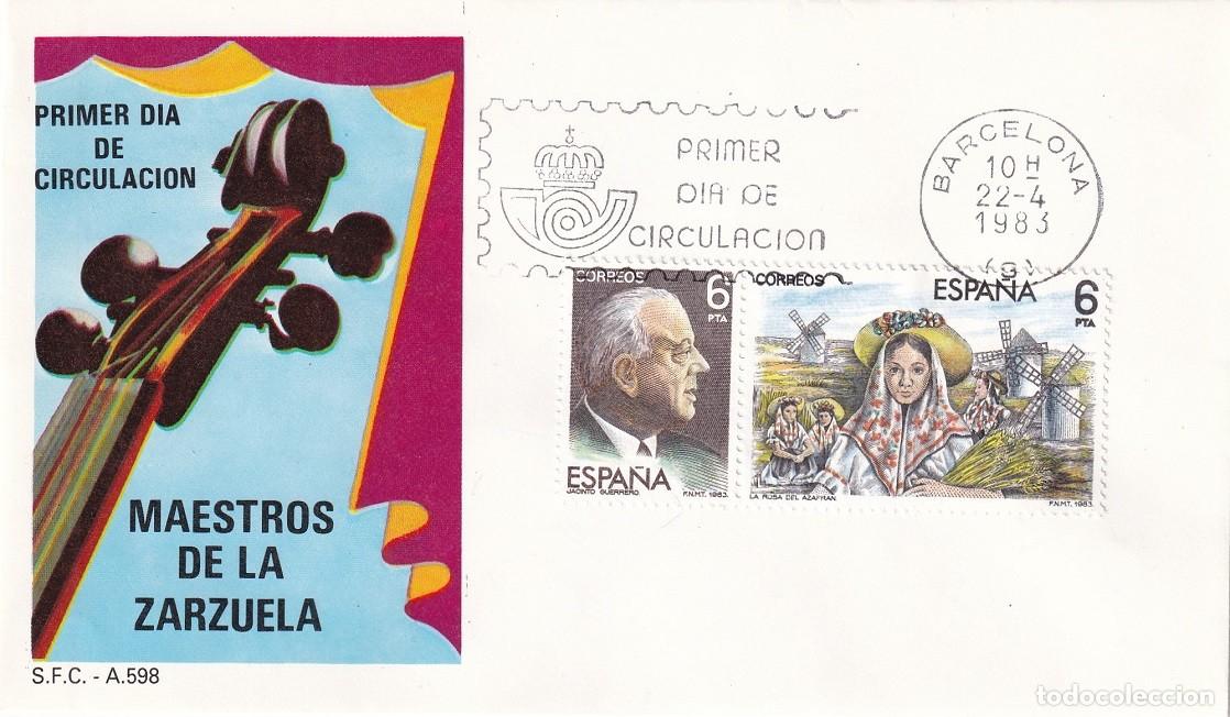 Sellos: SPD Barcelona 1983 - Maestros de la Zarzuela - Jacinto Guerrero - La Rosa del Azafr&aacute;n - Primer d&iacute;a