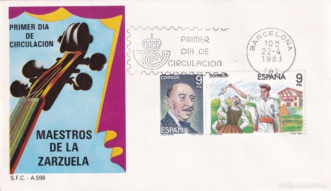 Sellos: SPD Barcelona 1983 - Maestros de la Zarzuela - Jes&uacute;s Guridi - El Caser&iacute;o - Primer d&iacute;a de circulaci&oacute;n