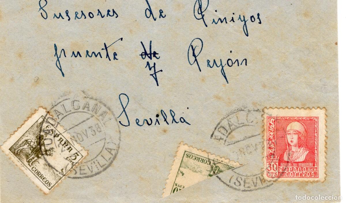 Sellos: frontal de Guadalcanal (Sevilla) con sello bisectado, 29.11.1938