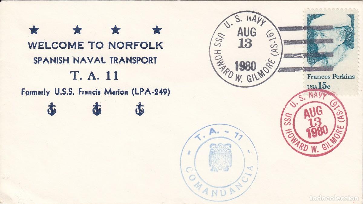 Sellos: 1980 FILATELIA NAVAL - WELCOME SPANISH NAVAL TRANSPORT - - EEUU
