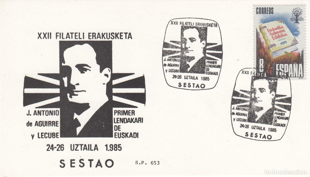 Stamps: 1985 MATASELLOS PRIMER LENDAKARI - J.ANTONIO DE AGUIRRE - SESTAO