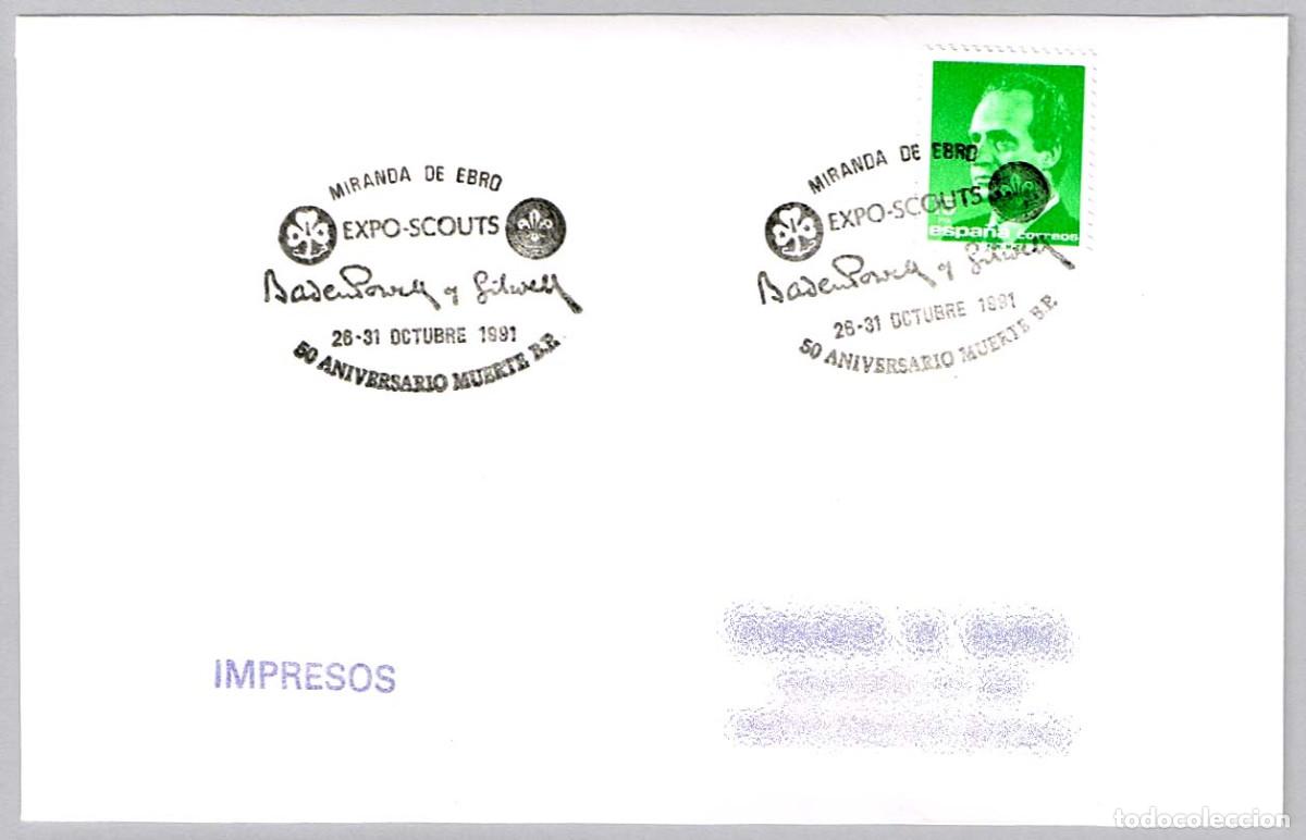 Sellos: Matasellos EXPO-SCOUTS - 50 ANIV. MUERTE BADEN-POWELL. Miranda de Ebro, Burgos, 1991