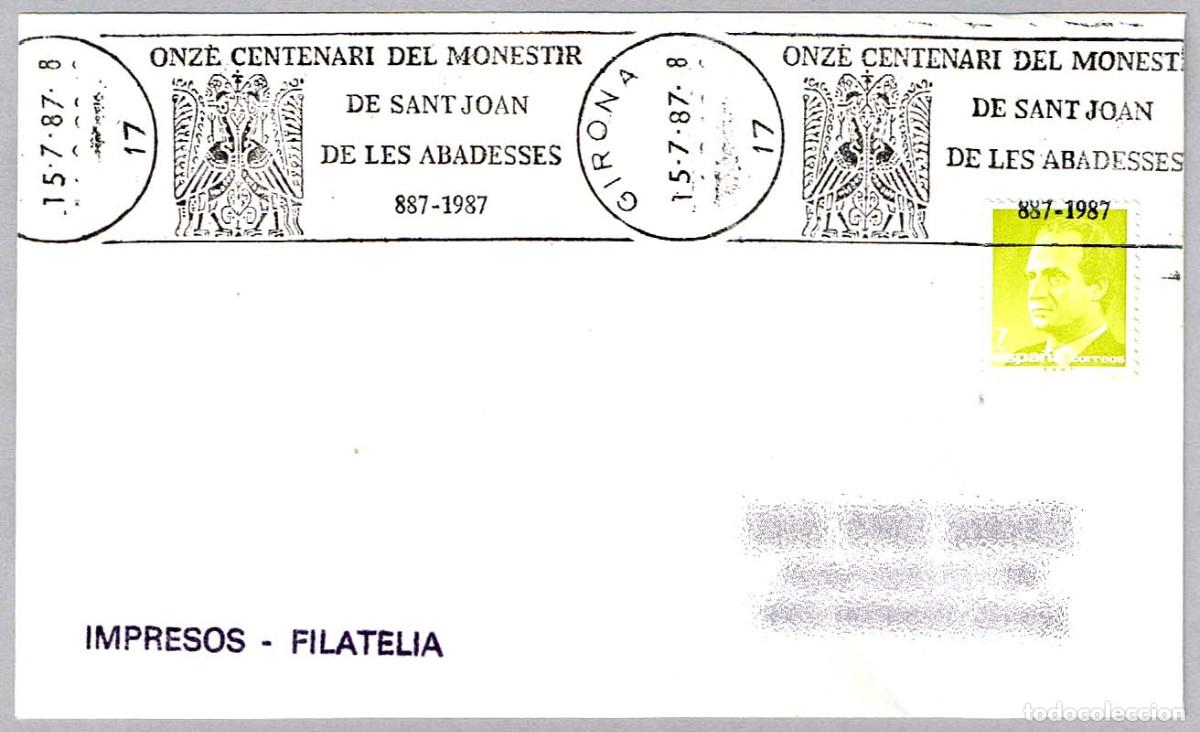 Sellos: Matasellos rodillo XI CENT. MONASTERIO SANT JOAN DE LES ABADESSES. Girona 1987