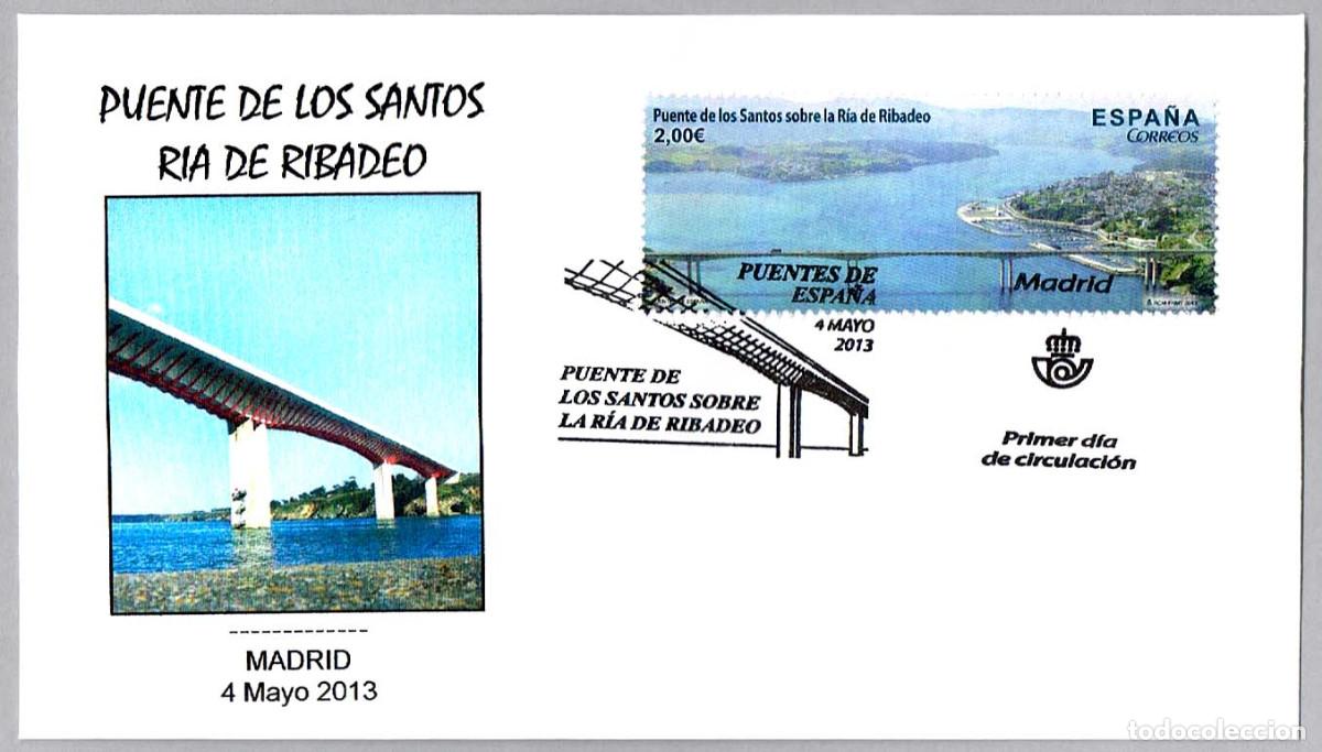 Sellos: Matasellos Primer Dia - PUENTE DE LOS SANTOS - RIA DE RIBADEO. Madrid 2013