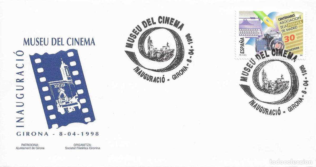 Sellos: CINE INAUGURACI&Oacute; MUSEU DEL CINEMA, GIRONA GERONA 1998. RARO MATASELLOS EN SOBRE ILUSTRADO