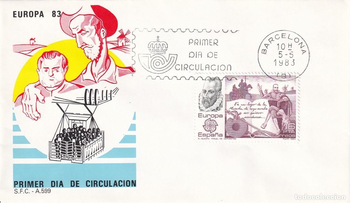 Sellos: SPD Barcelona 1983 - Europa 83 Creaciones del ingenio humano - Miguel de Cervantes, El Quijote