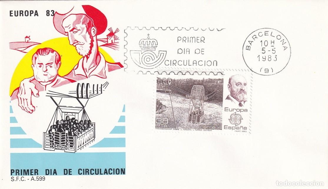 Sellos: SPD Barcelona 1983 Europa Creaciones ingenio humano - Leonardo Torres Q. Transbordador sobre Ni&aacute;gara