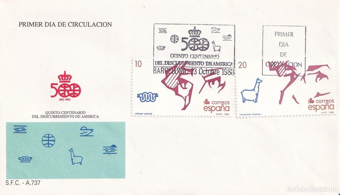 Sellos: SPD Barcelona 1988 Quinto Centenario Descubrimiento Am&eacute;rica - Hern&aacute;n Cort&eacute;s - Vasco N&uacute;&ntilde;ez de Balboa