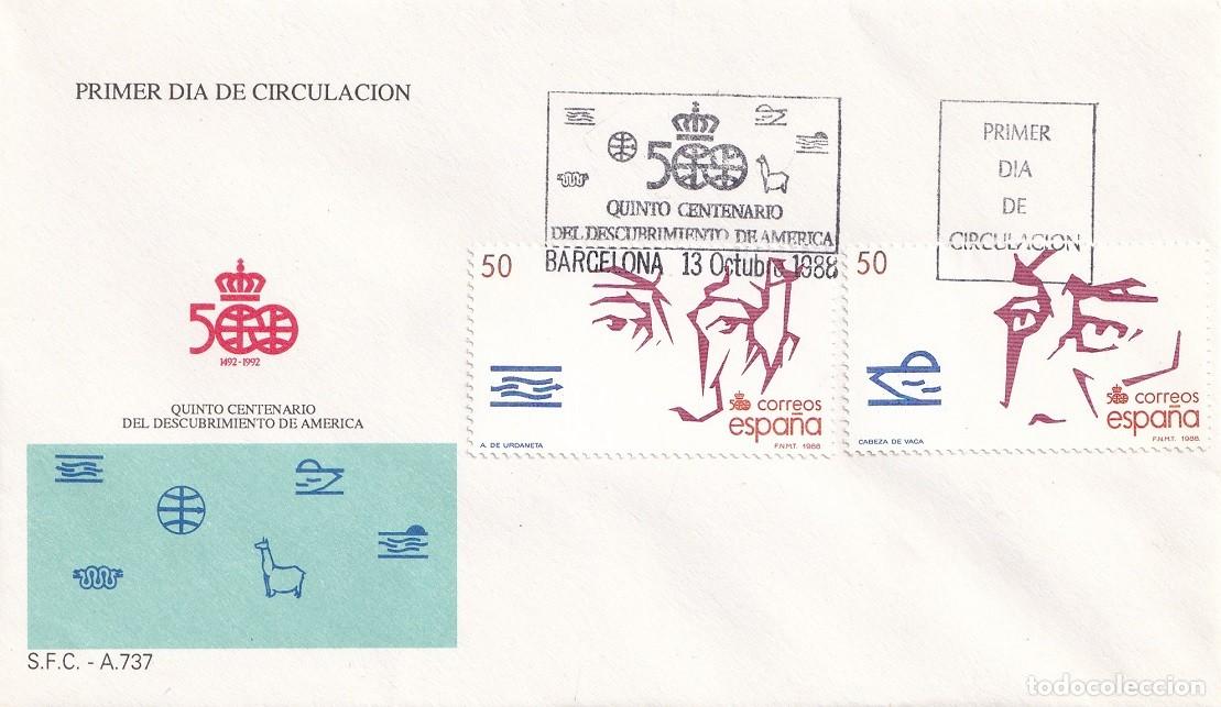 Sellos: SPD Barcelona 1988 V C&ordm; Descubrimiento Am&eacute;rica - Friar Andr&eacute;s de Urdaneta &Aacute;lvar N&uacute;&ntilde;ez Cabeza de Vaca