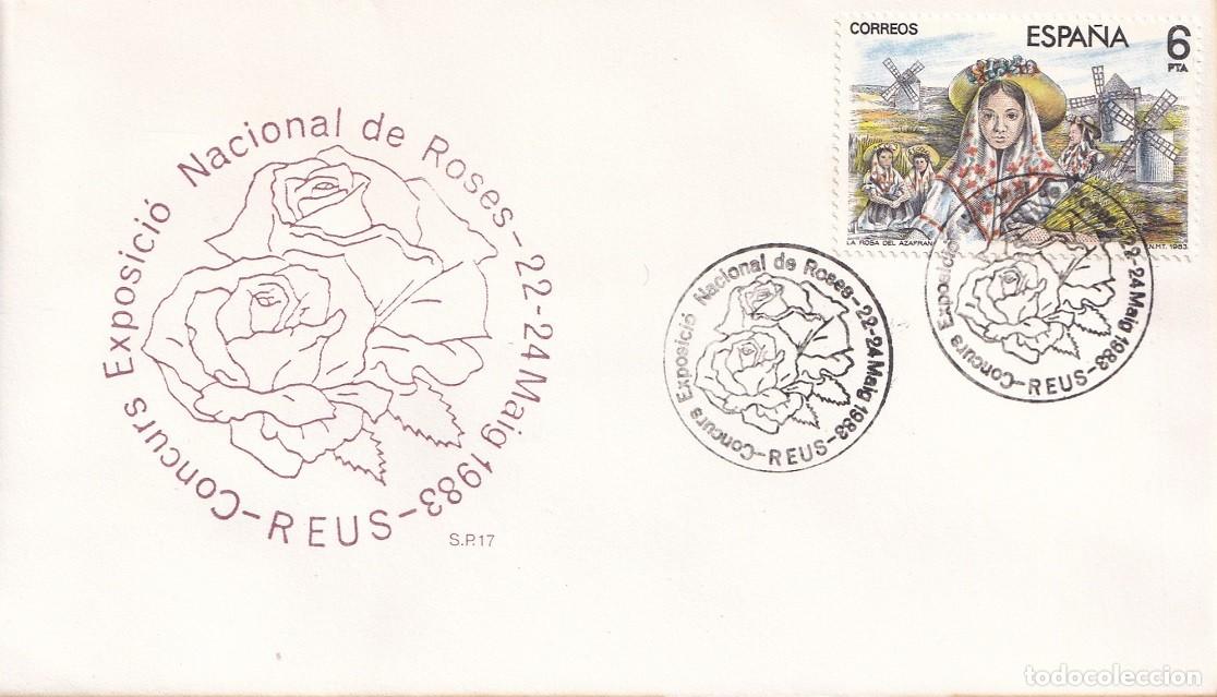Sellos: Sobre Reus 1983 - Concurs Exposici&oacute; Nacional de Roses - 22-24 Maig 1983 - Flores Rosas - Matasellos