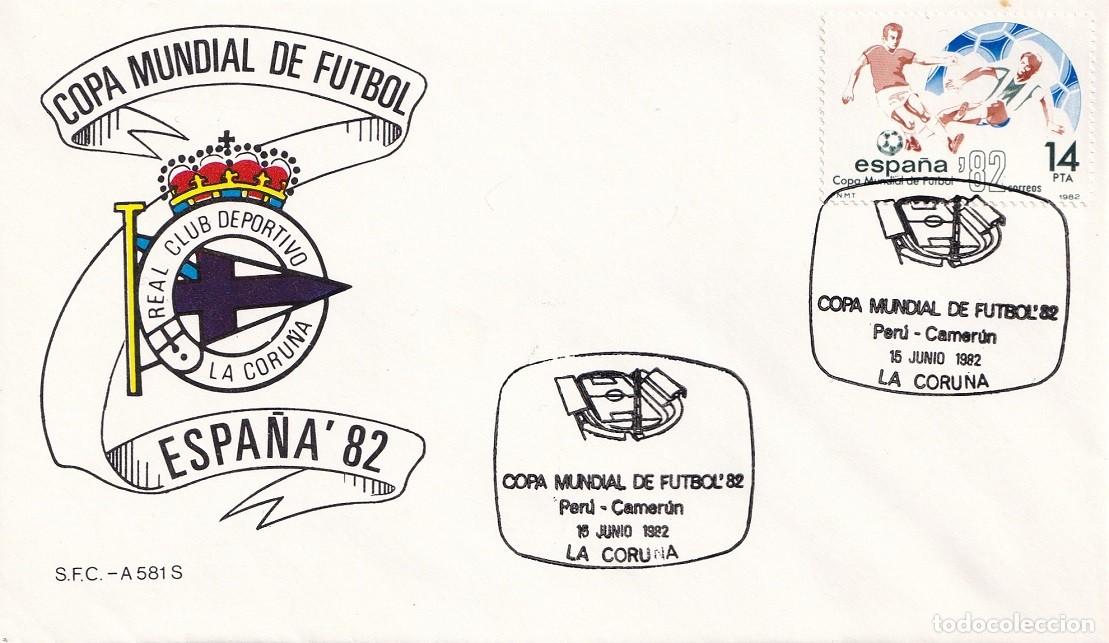 Sellos: Sobre La Coru&ntilde;a 1982 Espa&ntilde;a'82 Real Club Deportivo La Coru&ntilde;a Copa Mundial de F&uacute;tbol Per&uacute;-Camer&uacute;n