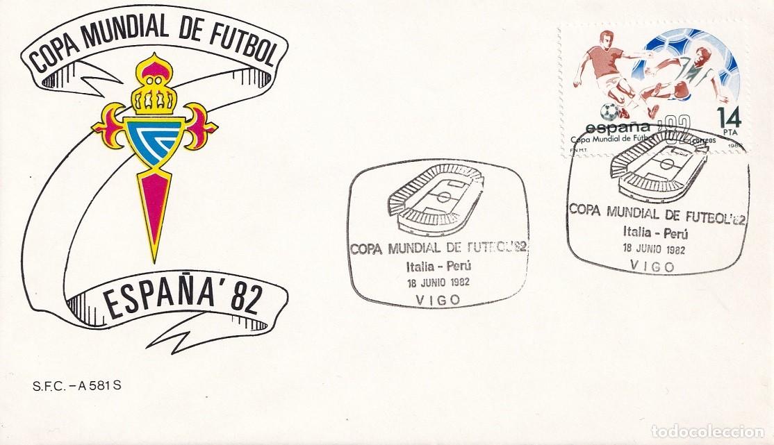Sellos: Sobre Vigo 1982 - Espa&ntilde;a'82 - Copa Mundial de F&uacute;tbol - Italia-Per&uacute; - Matasellos especiales