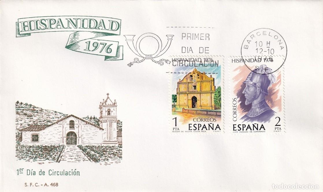 Sellos: SPD Barcelona 1976 - Hispanidad Costa Rica - Iglesia de Nicoya - Juan V&aacute;zquez Coronado - Primer d&iacute;a