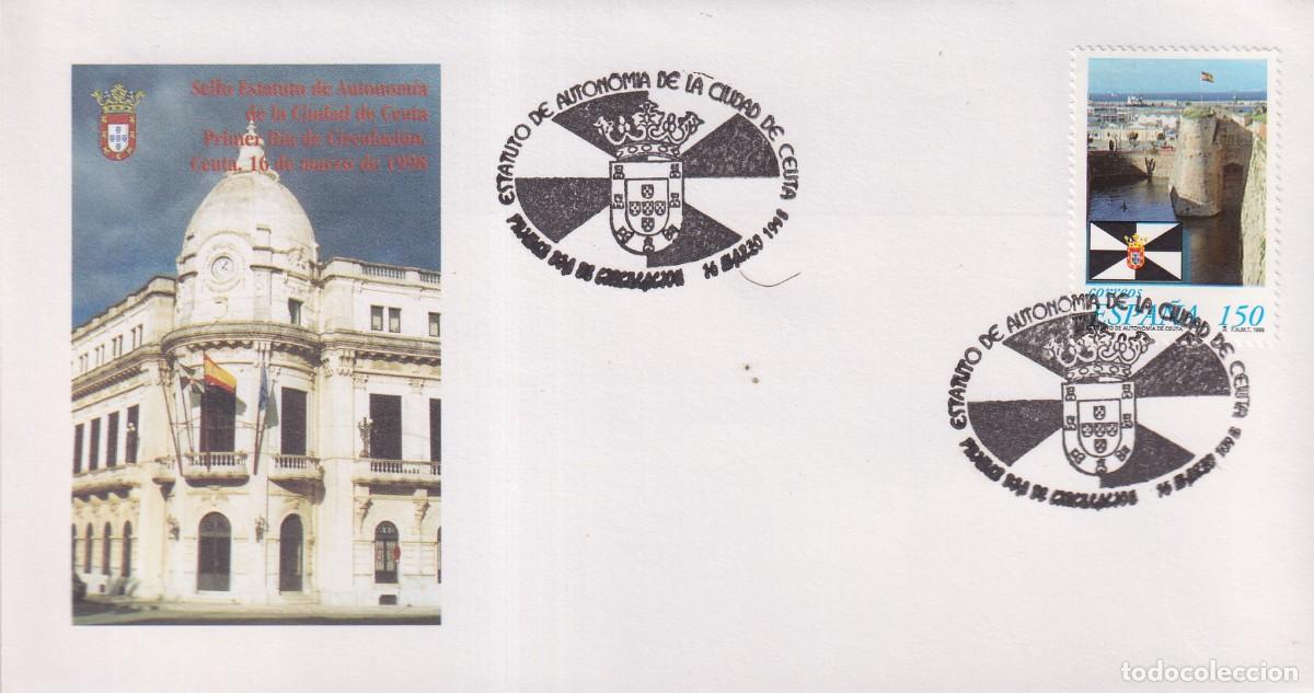 Sellos: CEUTA - ESTATUTO DE AUTONOM&Iacute;A DE LA CIUDAD - 1998 - PRIMER DIA DE CIRCULACION