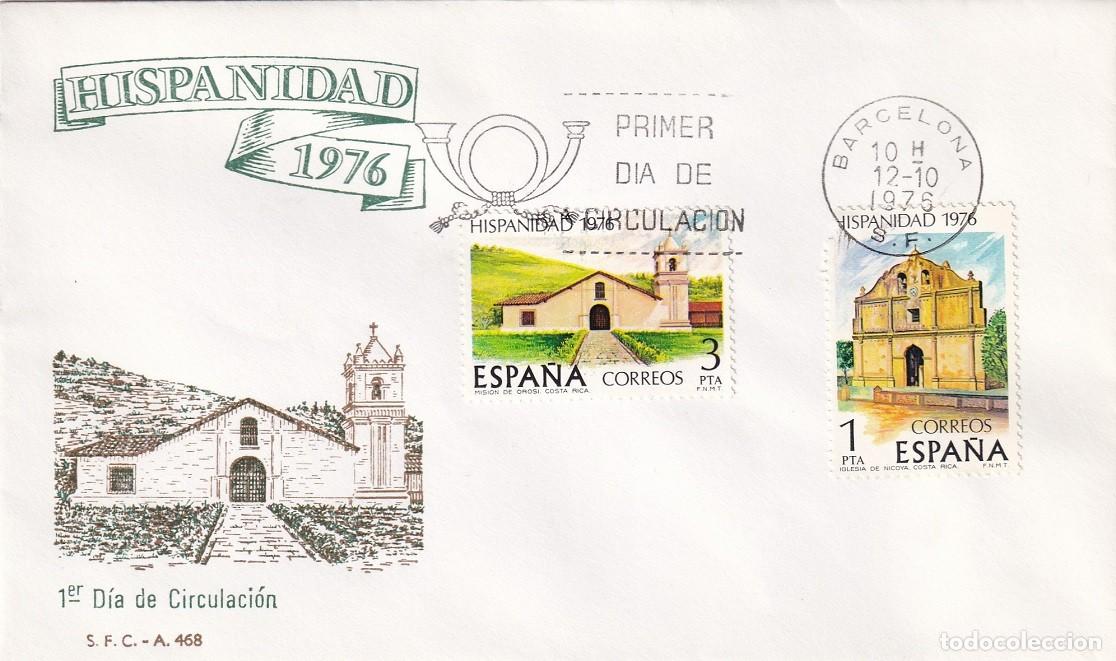 Sellos: SPD Barcelona 1976 - Hispanidad Costa Rica - Misi&oacute;n de Orosi - Iglesia de Nicoya - Primer d&iacute;a circul