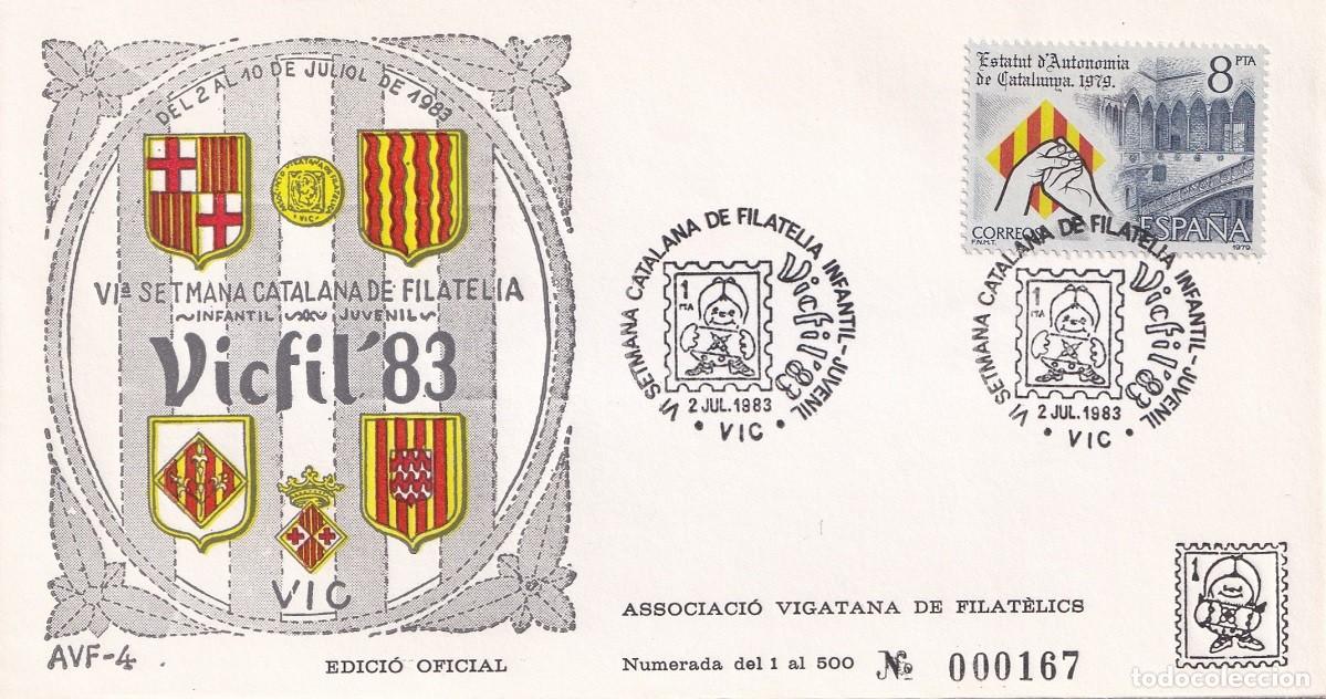 Sellos: Sobre Vic 1983 - Vicfil 83 VI Setmana Catalana de Filat&egrave;lia Infantil Juvenil - Edic Ofic. i numerada