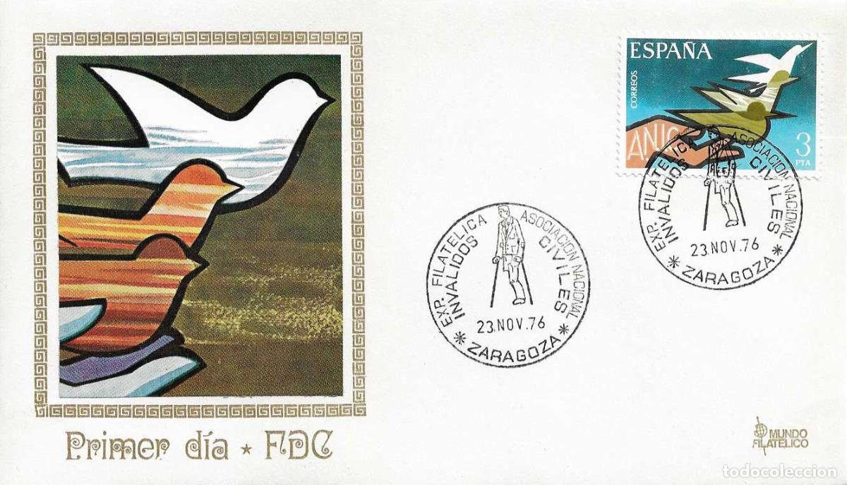 Sellos: INVALIDOS CIVILES ASOCIACION NACIONAL 1976 (EDIFIL 2378 SPD MUNDO FILATELICO EXPOSICION ZARAGOZA XZX