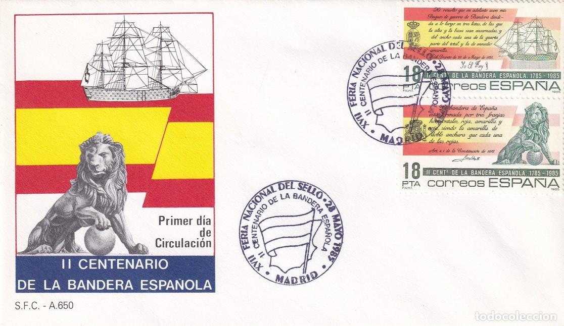 Sellos: SPD Madrid 1985 - II Centenario de la bandera espa&ntilde;ola - XVII Feria Nacional del sello - Primer d&iacute;a