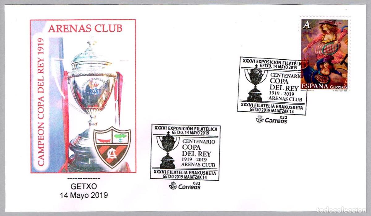 Sellos: Matasellos CENTENARIO COPA DEL REY 1919 - ARENAS CLUB - Futbol. Getxo 2019