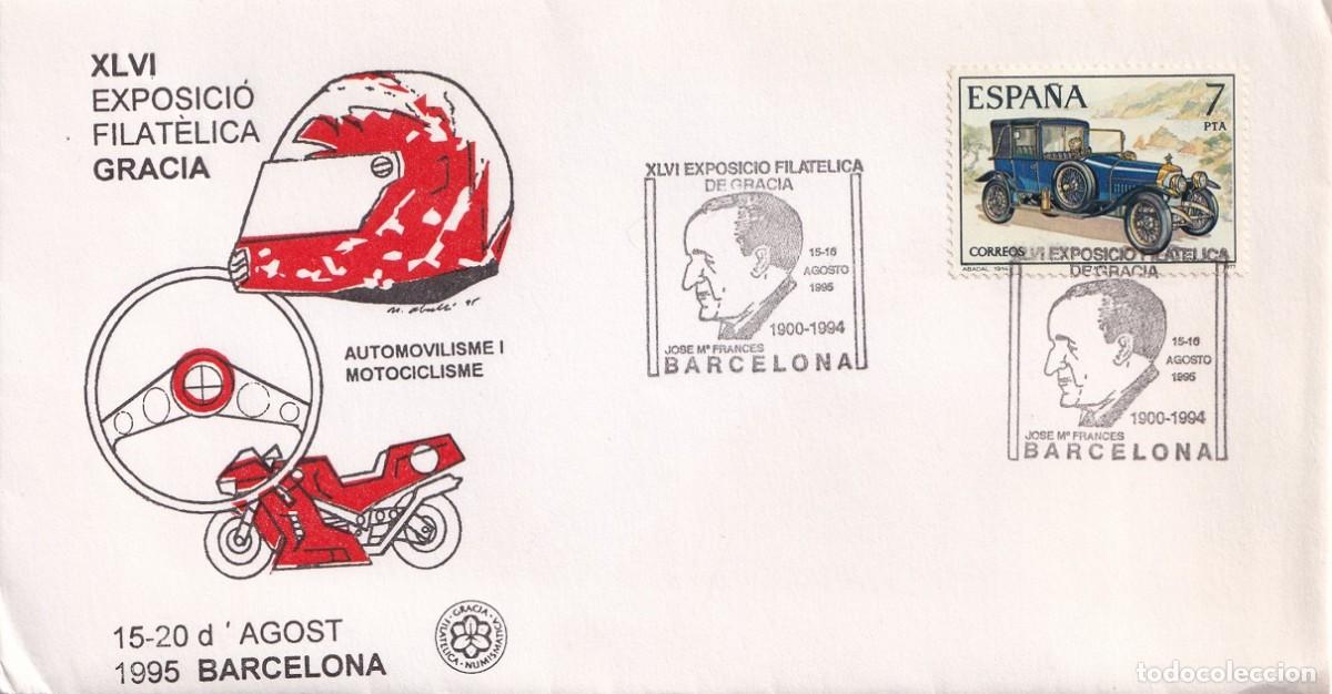 Sellos: Sobre Barcelona 1995 - XLVI Exposici&oacute; filat&egrave;lica Gracia - Automovilisme i motociclisme - 15-20 agost