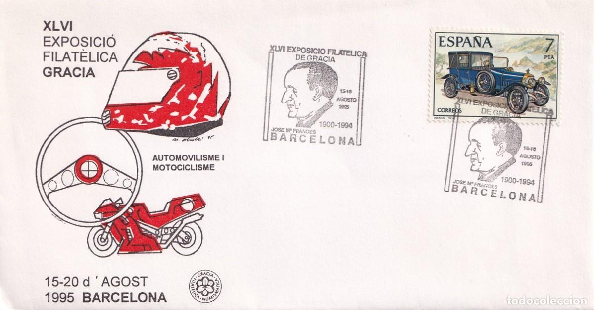 Sellos: Sobre Barcelona 1995 - XLVI Exposici&oacute; filat&egrave;lica Gracia - Automovilisme i motociclisme - 15-20 agost