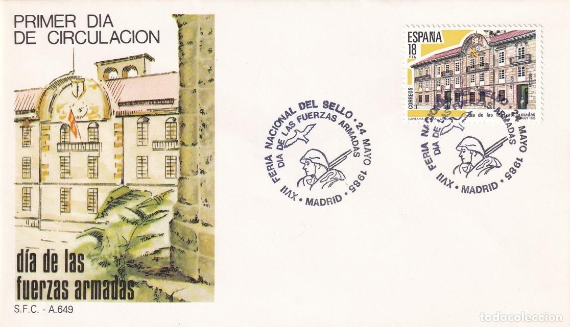 Sellos: SPD Madrid 1985 - D&iacute;a de las Fuerzas Armadas - XVII Feria Nacional del Sello - Matasellos especiales