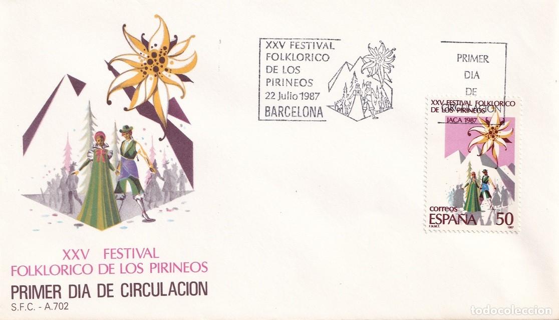 Sellos: SPD Barcelona 1987 - XXV Festival Folkl&oacute;rico de los Pirineos - Primer d&iacute;a de circulaci&oacute;n Matasellos