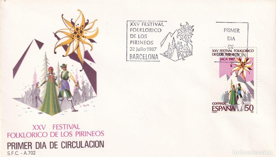 Sellos: SPD Barcelona 1987 - XXV Festival Folkl&oacute;rico de los Pirineos - Primer d&iacute;a de circulaci&oacute;n Matasellos