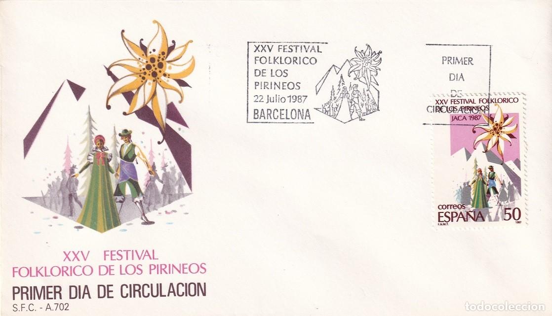 Sellos: SPD Barcelona 1987 - XXV Festival Folkl&oacute;rico de los Pirineos - Primer d&iacute;a de circulaci&oacute;n Matasellos