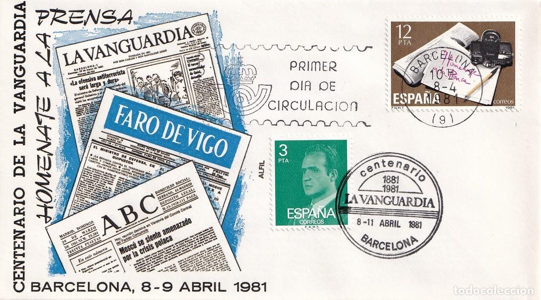 Sellos: SPD en Alfil Barcelona 1981 - Homenaje a la prensa - Centenario de la Vanguardia 1881-1981 - FDC