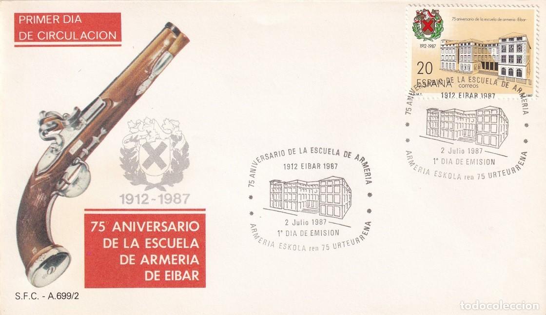 Sellos: SPD Barcelona 1987 - 75 Aniversario de la Escuela de Armer&iacute;a de Eibar 1912-1987 - Armeria eskola