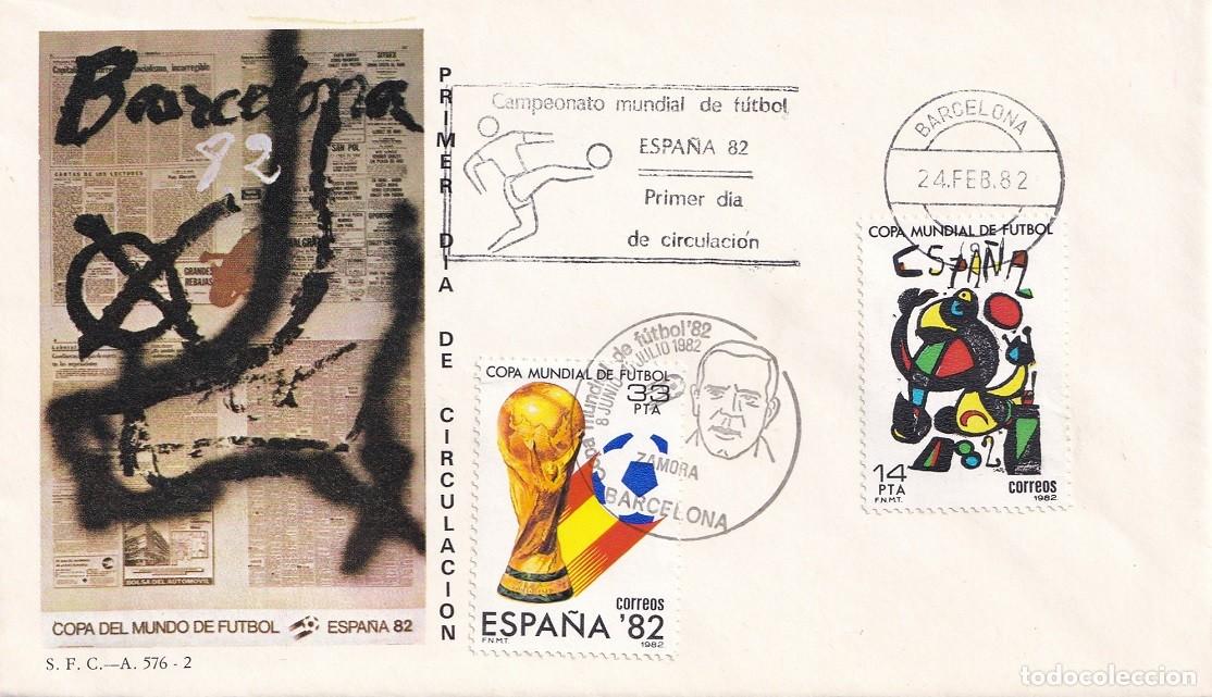 Sellos: SPD Barcelona 1982 - Campeonato mundial de f&uacute;tbol Espa&ntilde;a 82 - Zamora - Copa del Mundo - Primer d&iacute;a