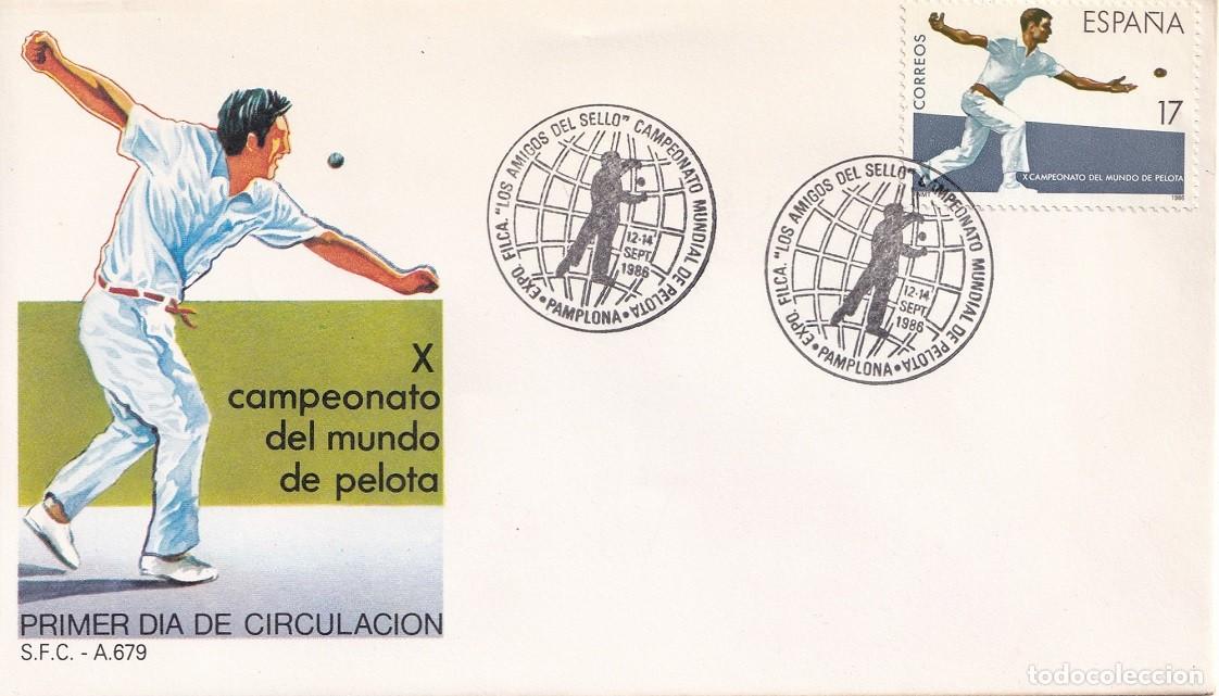 Sellos: SPD Pamplona 1986 - X Campeonato del mundo de pelota - Expo filca Los amigos del sello - Primer d&iacute;a