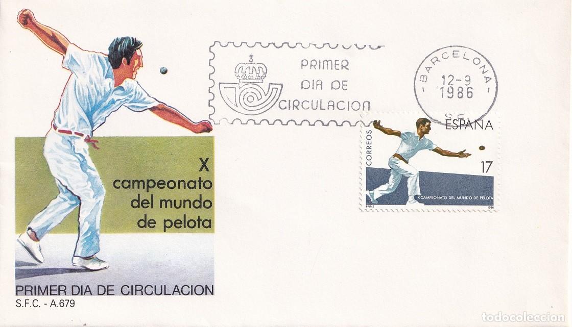 Sellos: SPD Barcelona 1986 - X Campeonato del mundo de pelota - Primer d&iacute;a de circulaci&oacute;n - FDC